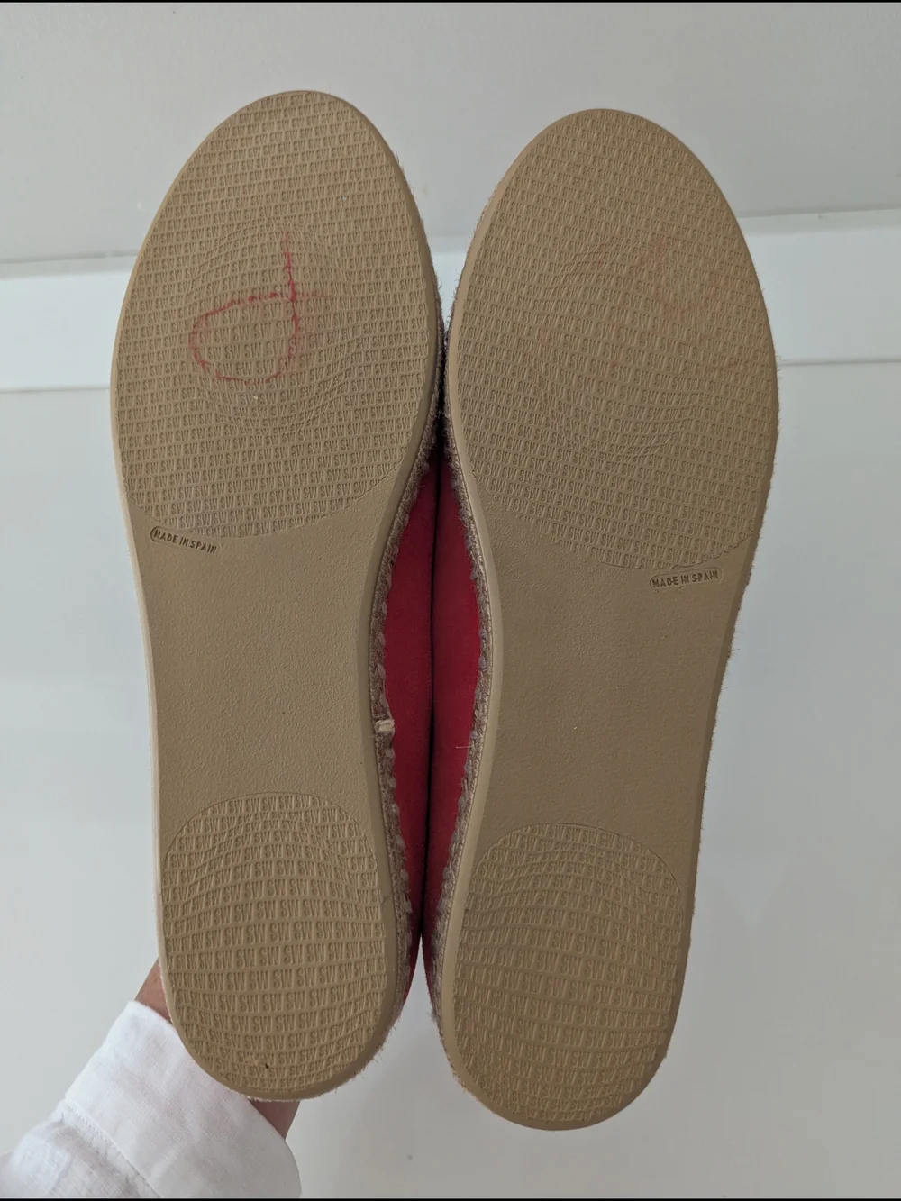 Women's Stuart Weitzman Coral Red Suede Espadrille Loafers Size 10 Shoes